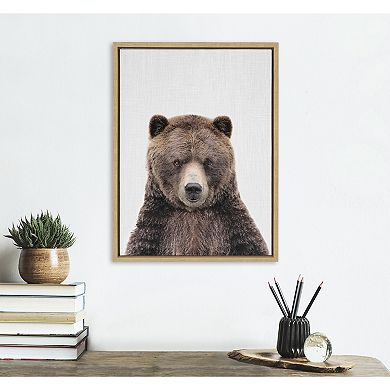 Sylvie Cute Bear Color Framed Canvas by Simon Te of Tai Prints