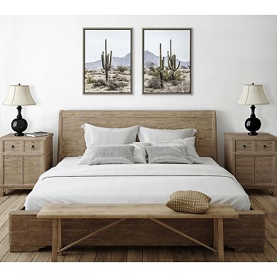 Sylvie Tall Saguaro Cacti Desert Mountain Framed Canvas Set by The Creative Bunch Studio