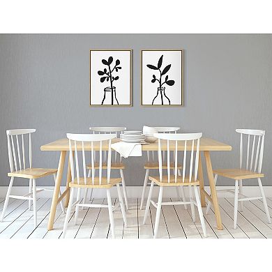 Sylvie Modern Botanical Framed Canvas Set by The Creative Bunch Studio