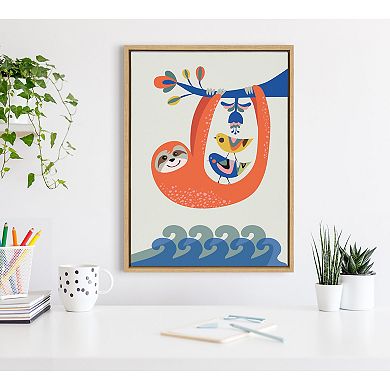 Sylvie Little Sloth Framed Canvas by Rachel Lee of My Dream Wall