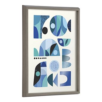 Blake Mid Century Fish Blue Framed Printed Glass by Rachel Lee of My Dream Wall