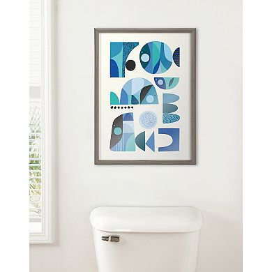 Blake Mid Century Fish Blue Framed Printed Glass by Rachel Lee of My Dream Wall