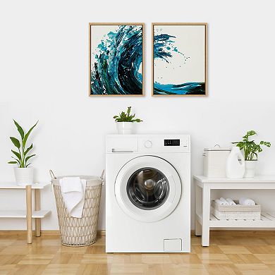 Sylvie Wave 1 and 2 Framed Canvas Art Set