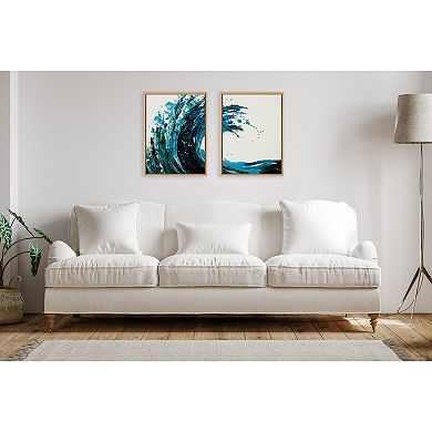 Sylvie Wave 1 and 2 Framed Canvas Art Set