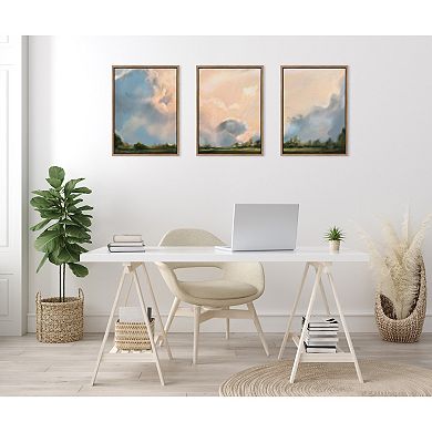 Sylvie Clouds Triptych Framed Canvas Art Set by Mary Sparrow