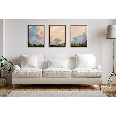 Sylvie Clouds Triptych Framed Canvas Art Set by Mary Sparrow