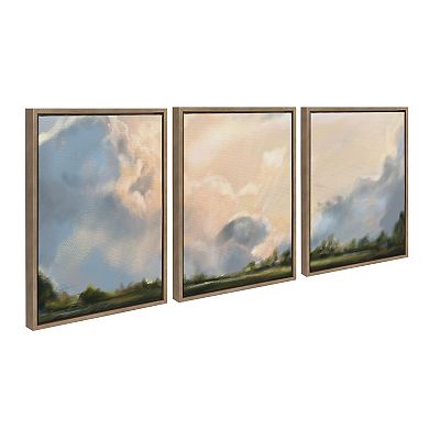 Sylvie Clouds Triptych Framed Canvas Art Set by Mary Sparrow