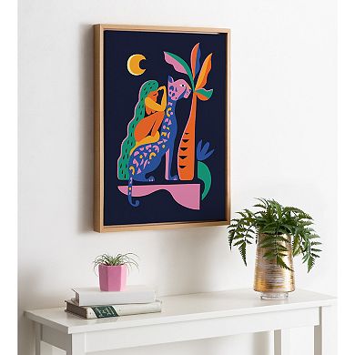 Sylvie Girl On Cheetah Framed Canvas By Rachel Lee of My Dream Wall