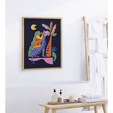 Sylvie Girl On Cheetah Framed Canvas By Rachel Lee of My Dream Wall