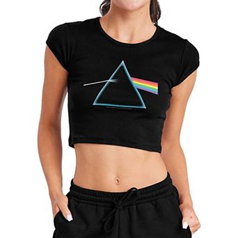 Juniors' Pink Floyd Dark Side Baby Rib Crop Top