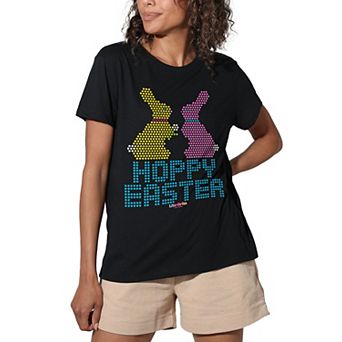 Juniors' Lite Brite Hoppy Easter Graphic Loose Tee