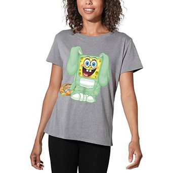 Juniors' Spongebob Easter Bunny Suit Graphic Tee