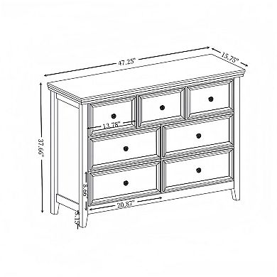 Beige 37.66 in. H Accent Cabinet with 7 Drawers