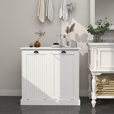32.68 in. W. x 14.57 in. D x 31.5 in. H Wood Linen Cabinet with Tilt-out Storage