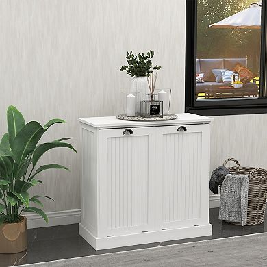 32.68 in. W. x 14.57 in. D x 31.5 in. H Wood Linen Cabinet with Tilt-out Storage
