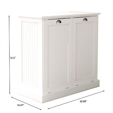 32.68 in. W. x 14.57 in. D x 31.5 in. H Wood Linen Cabinet with Tilt-out Storage