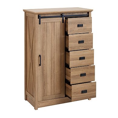 47.64 in. H Accent Cabinet with 5 Drawers and 4 Shelves