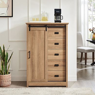47.64 in. H Accent Cabinet with 5 Drawers and 4 Shelves