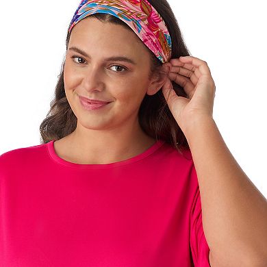 Plus Size Cuddl Duds® Cozy Short Sleeve Pajama Top & Capri Pajama Pants Set with Headband