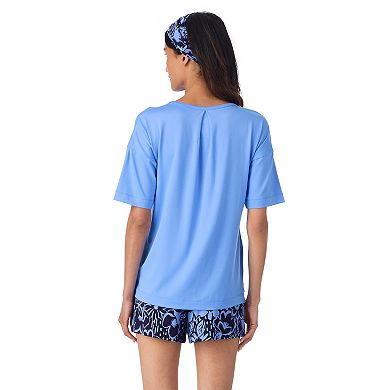 Women's Cuddl Duds® Short Sleeve Pajama Top & Pajama Boxer Set with Matching Headband