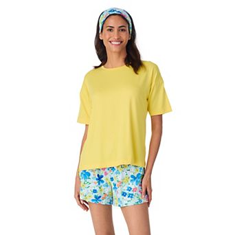 Women's Cuddl Duds® Short Sleeve Pajama Top & Pajama Boxer Set with Matching Headband