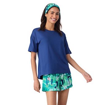 Women's Cuddl Duds® Short Sleeve Pajama Top & Pajama Boxer Set with Matching Headband