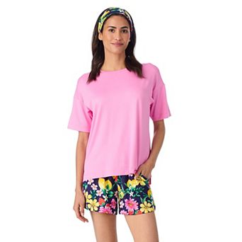 Women's Cuddl Duds® Short Sleeve Pajama Top & Pajama Boxer Set with Matching Headband