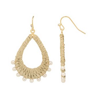 LC Lauren Conrad Gold Tone Nickel Free Raffia Pear Shaped Drop Earrings