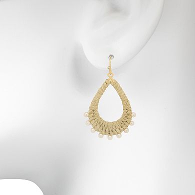 LC Lauren Conrad Gold Tone Nickel Free Raffia Pear Shaped Drop Earrings