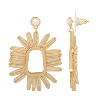 LC Lauren Conrad Gold Tone Nickel Free Raffia Statement Drop Earrings