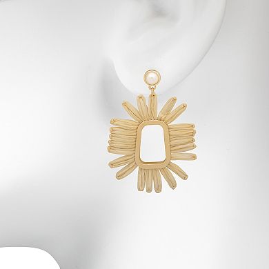 LC Lauren Conrad Gold Tone Nickel Free Raffia Statement Drop Earrings