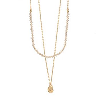 LC Lauren Conrad Gold Tone Conch Shell Multi-Row Pendant Necklace