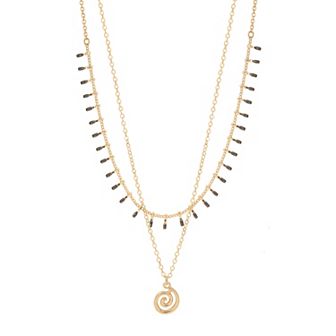 LC Lauren Conrad Gold Tone Nautilus Multi-Row Pendant Necklace