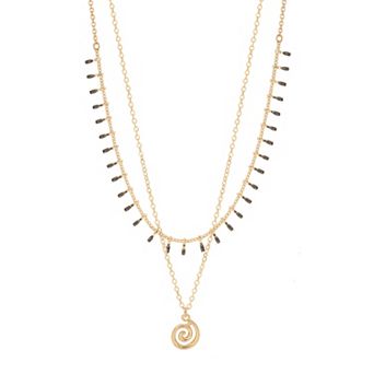 LC Lauren Conrad Gold Tone Nautilus Multi-Row Pendant Necklace