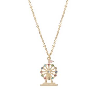 LC Lauren Conrad Gold Tone Ferris Wheel Pendant Necklace
