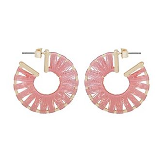 LC Lauren Conrad Gold Tone Thread Wrapped Statement Hoop Earrings