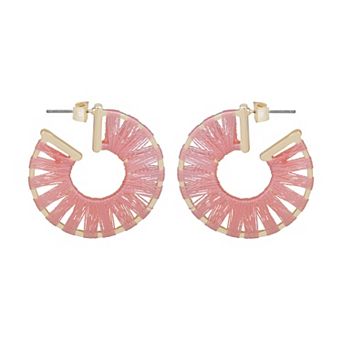 LC Lauren Conrad Gold Tone Thread Wrapped Statement Hoop Earrings