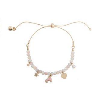 LC Lauren Conrad Gold Tone Roller Skate Charm Pull Tie Bracelet