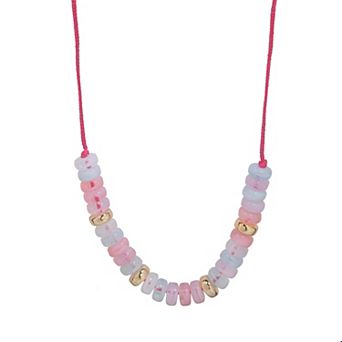 LC Lauren Conrad Gold Tone Pastel Beaded Corded Necklace