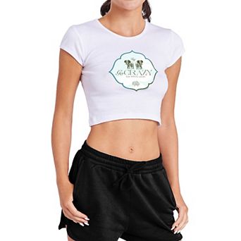 Juniors' White Lotus Go Crazy Baby Rib Tee