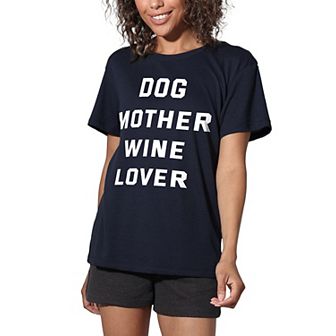 Women's Dog Mother Wine Lover Loose Graphic Tee
