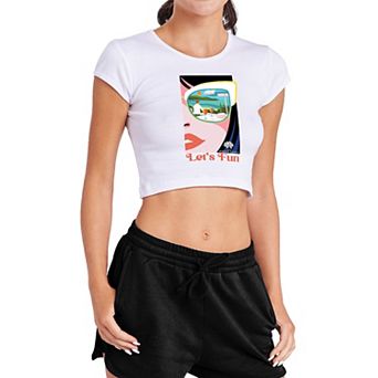 Juniors' White Lotus Let's Fun Baby Rib Tee