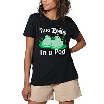 Juniors' Two Peeps In a Pod Graphic Loose Tee