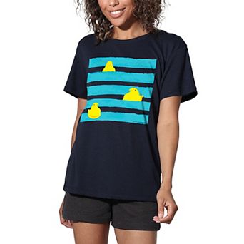 Juniors' Peeps Easter Peeping Behind Stripes Loose Tee