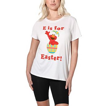 Juniors' Sesame Street Easter Elmo Graphic Loose Tee