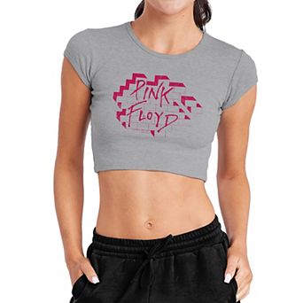 Juniors' Pink Floyd Graphic Baby Rib Crop Top