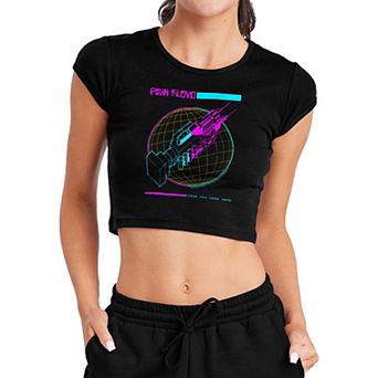 Juniors' Pink Floyd Wish You Baby Rib Crop Top