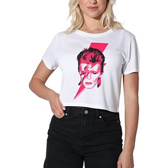 Juniors' David Bowie Aladdin Sane Crop Tee by