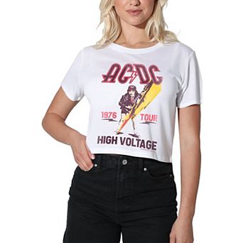 Juniors' AC/DC High Voltage 1976 Graphic Crop Tee