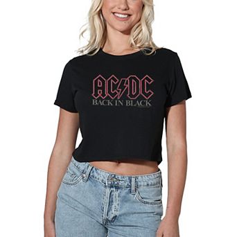Juniors' AC/DC Back in Black Graphic Crop Tee